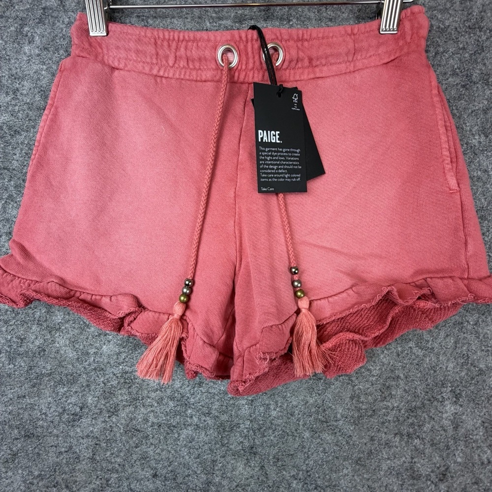 Paige Amandine Shorts Womens XS Watermelon Beaded Tassel Drawstring Ruffle Trim